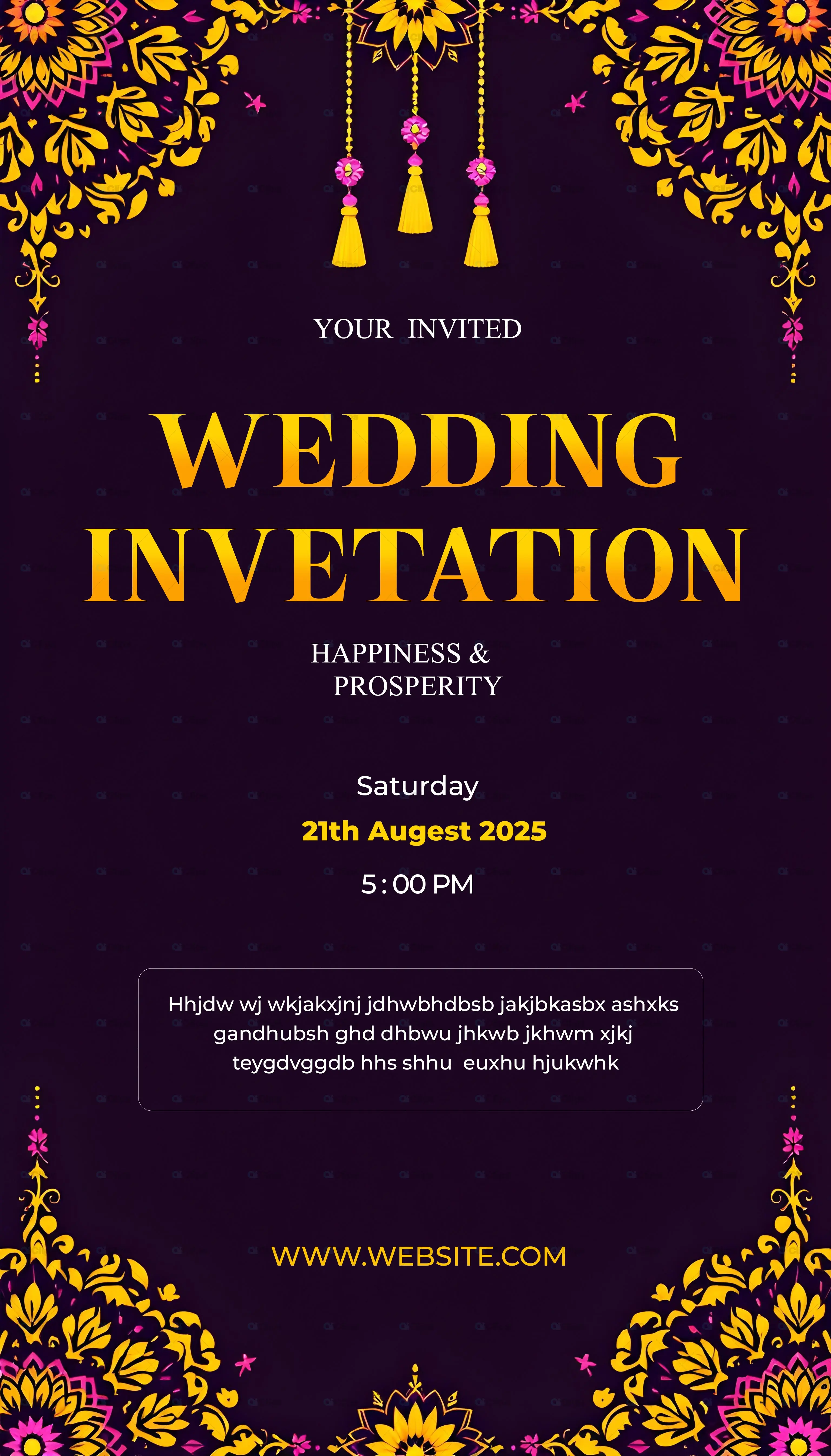 Traditional Wedding Invitation PSD Template