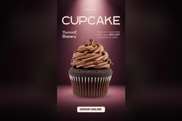Gourmet Cupcake Ad Template