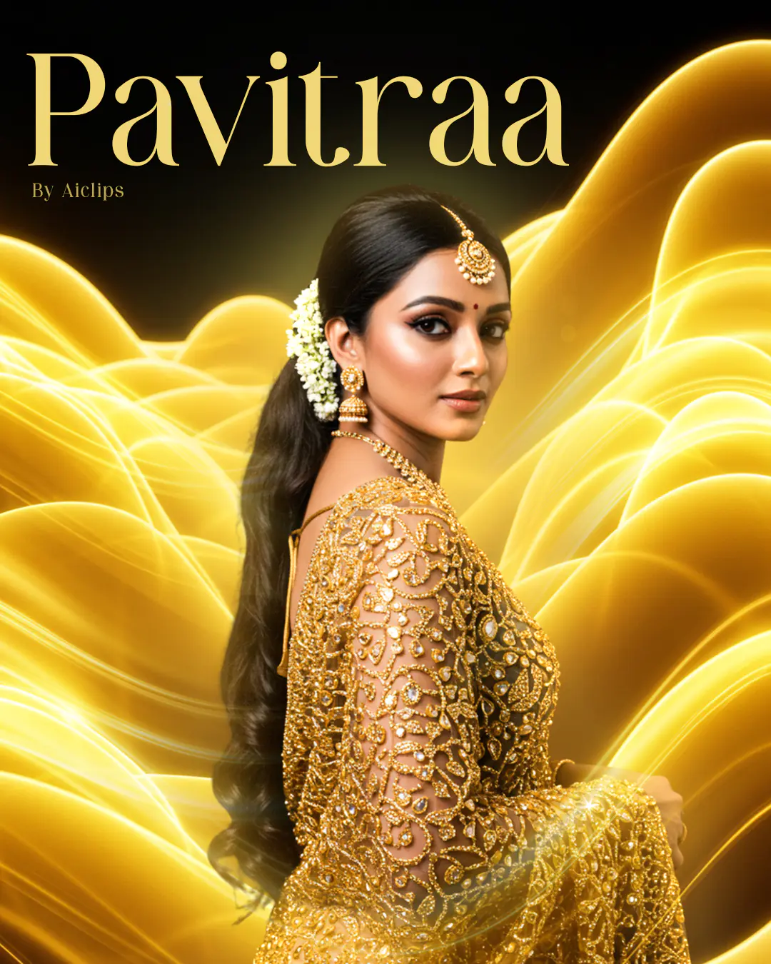 Golden Glamour Ethnic Saree Fashion PSD Template