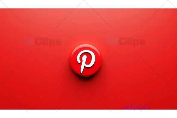 Minimalist 3D Pinterest Logo on Red Background