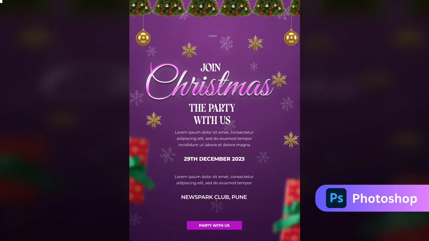 Purple Christmas Party Invitation Template