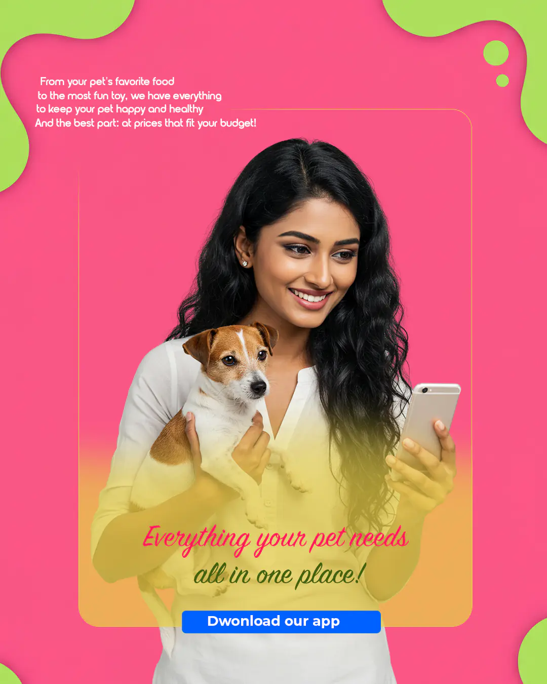 Pet Care App Banner PSD Template