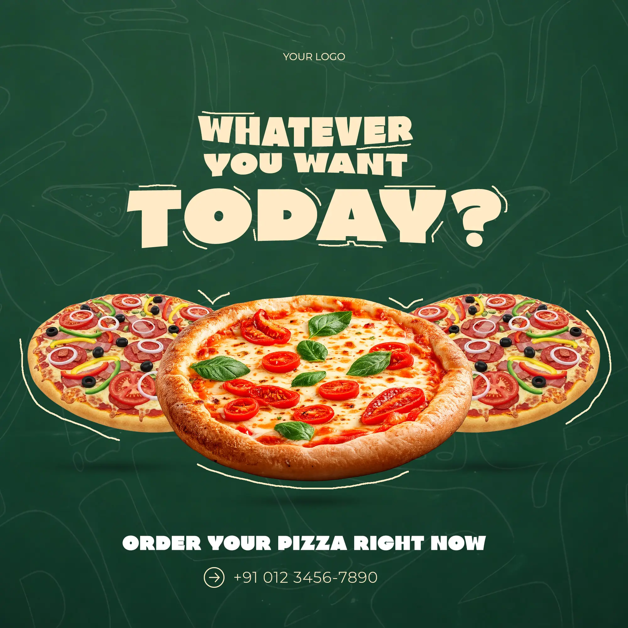 Vibrant Pizza Menu Social Media Template