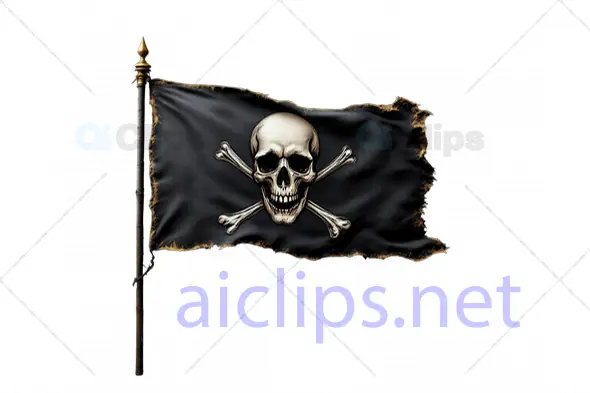 Detailed 3D Pirate Flag with Skull and Crossbones