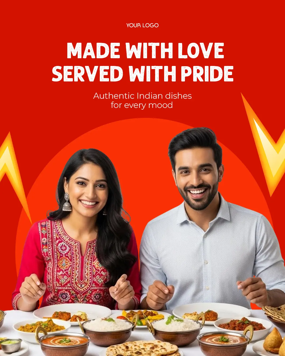 Indian Cuisine Promotional Ad Template