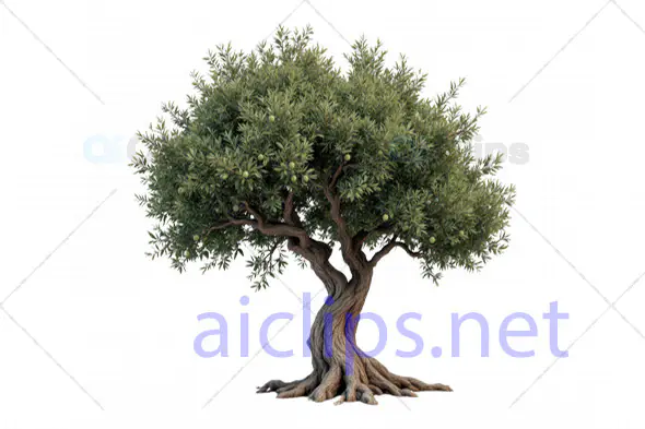 Detailed 3D Olive Tree Model with Fruits and Twisted Trunk