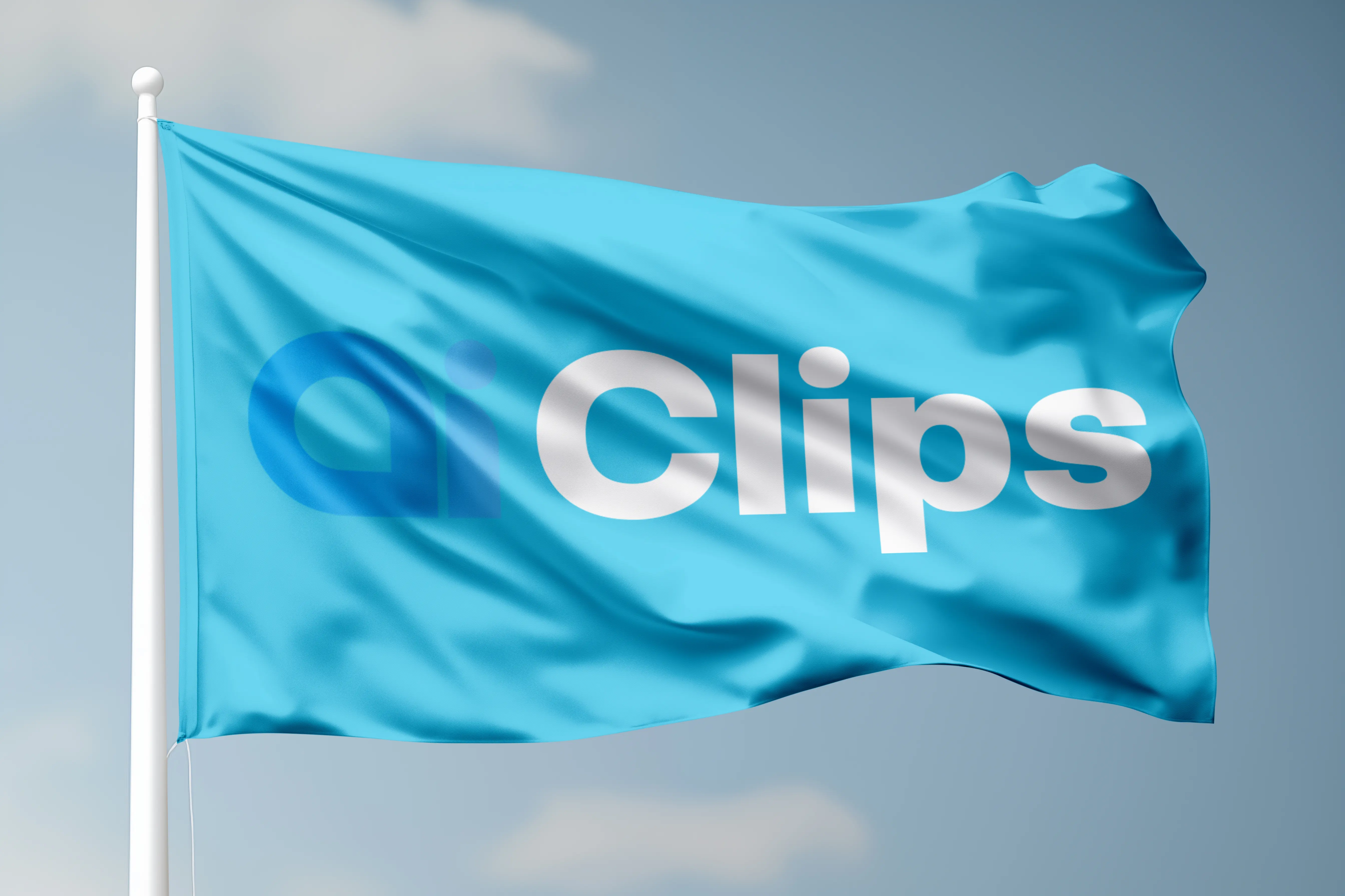 Waving Sky Background Flag Branding Mockup