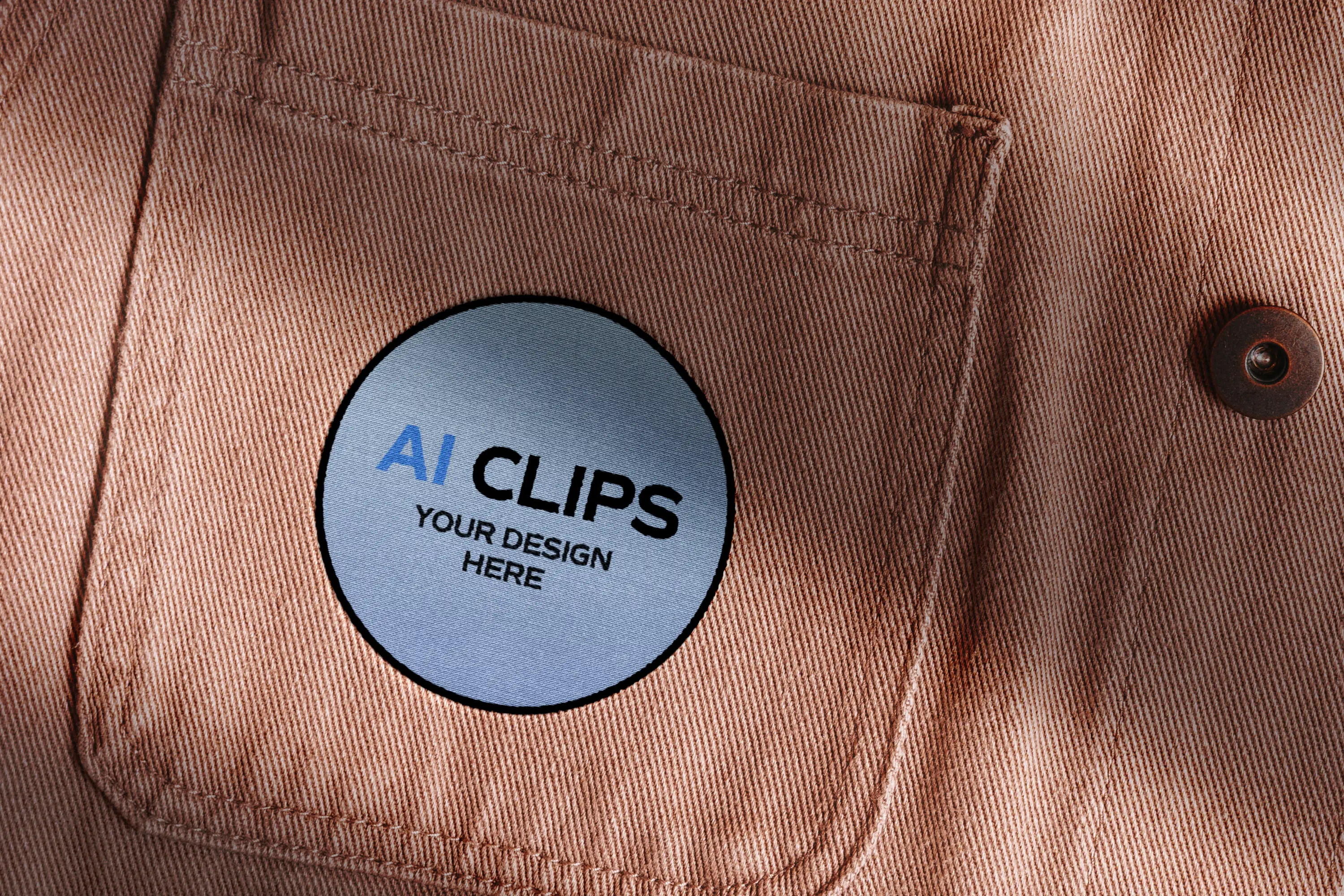 Fabric Logo Patch Mockup Round Label on Shirt Pocket