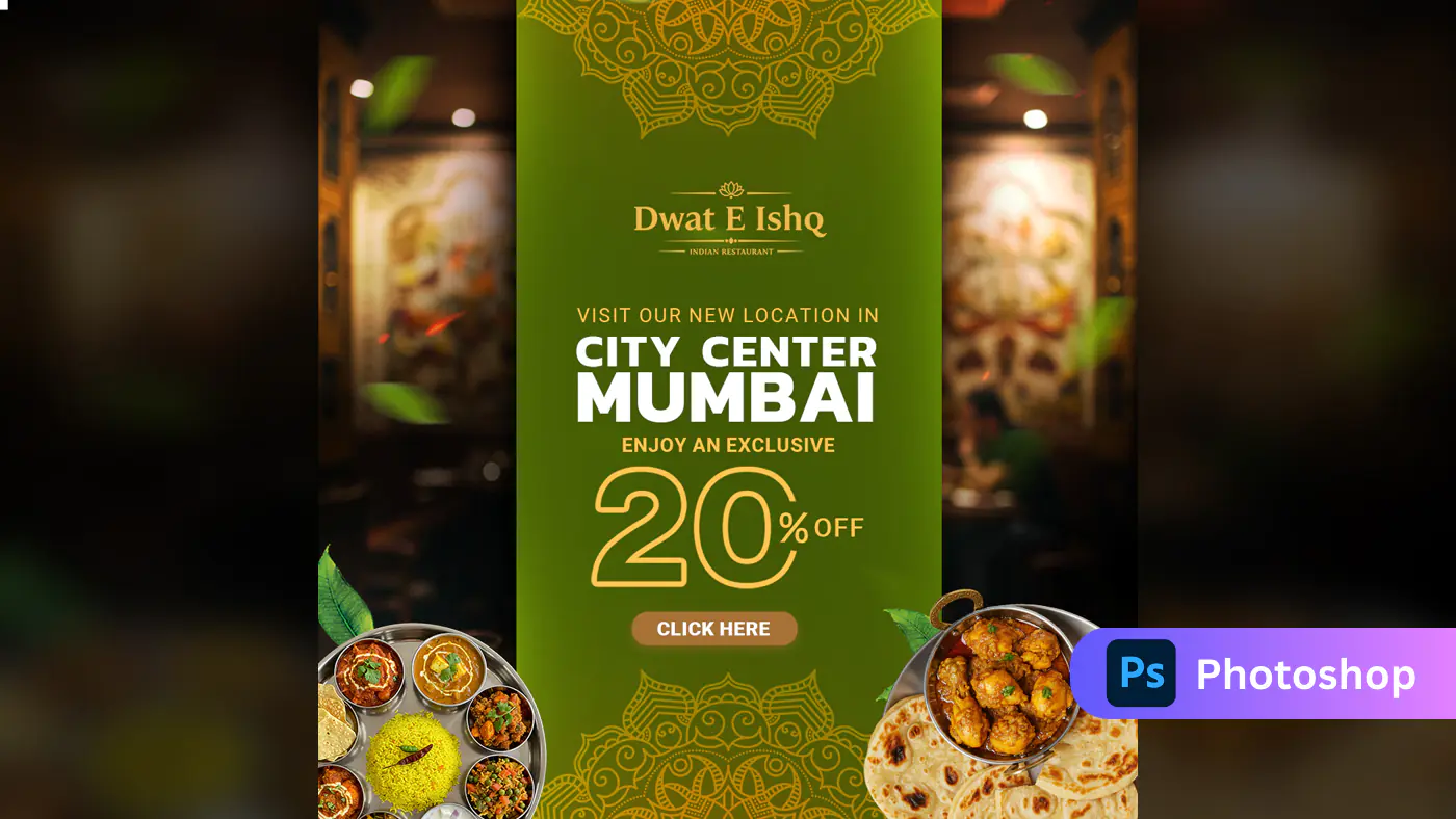 Indian Restaurant Expansion Ad Template