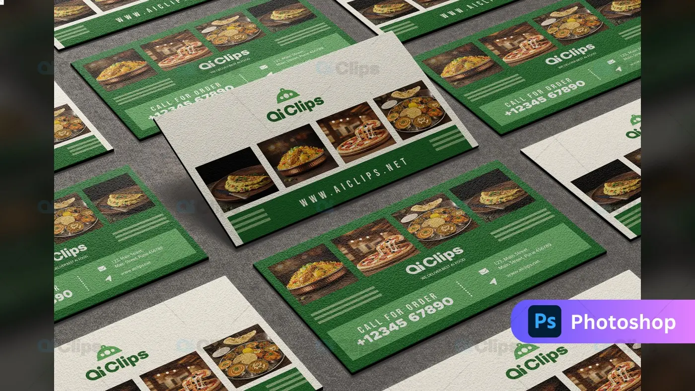 Modern Food Service Business Card Photoshop PSD Template | AIClips