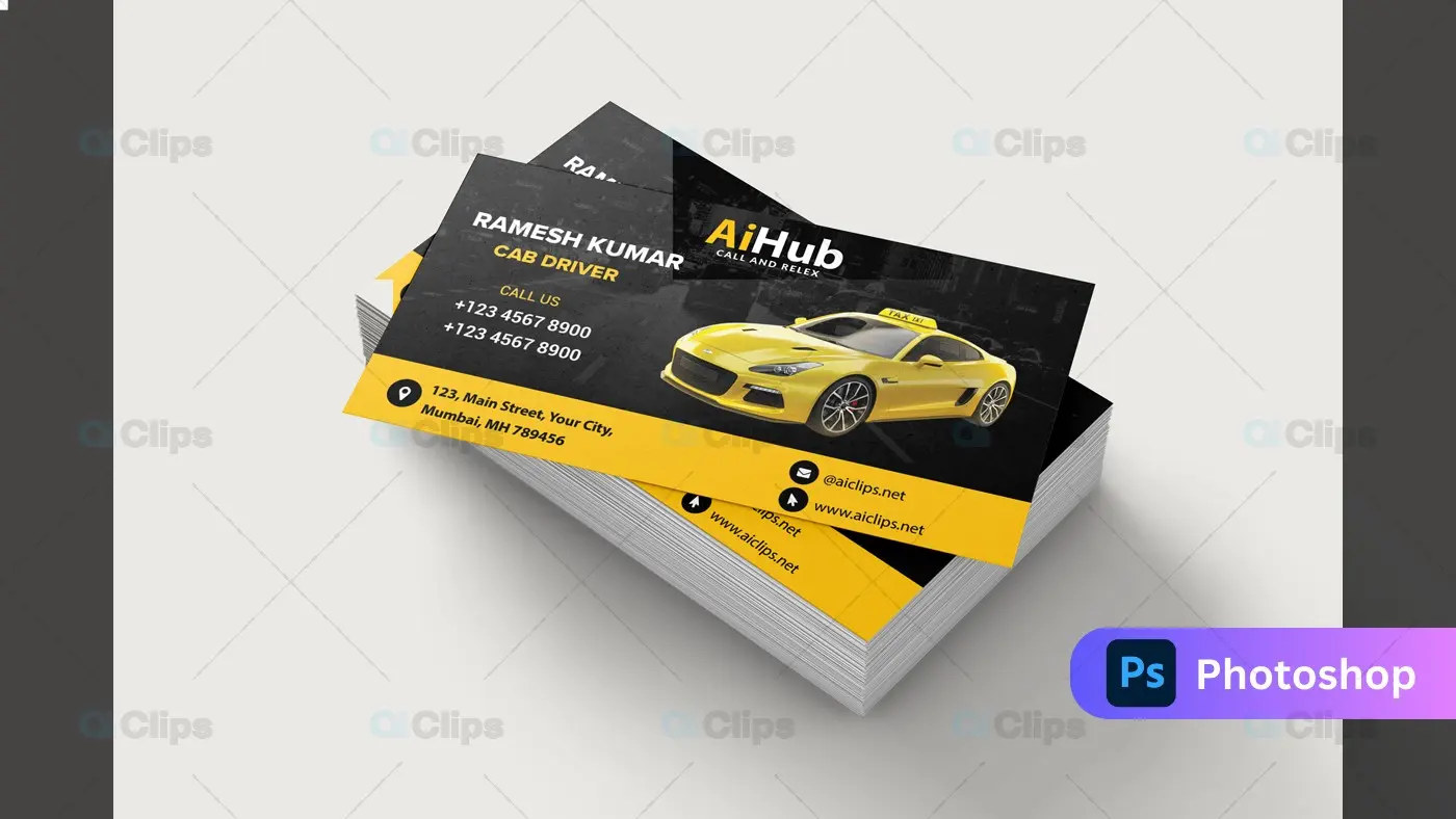 Professional Taxi Driver Business Card Photoshop PSD Template | AIClips