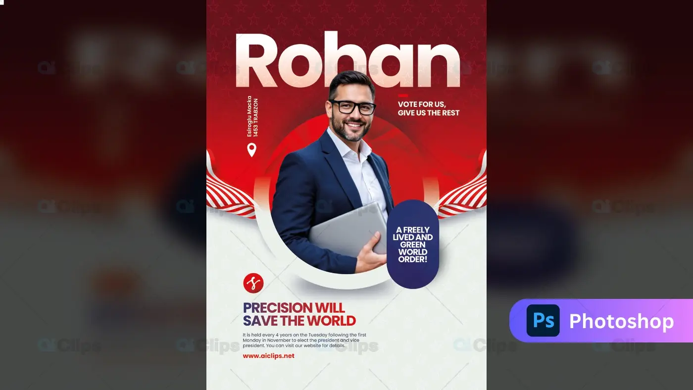 Professional Business Campaign Poster Template with Red Theme