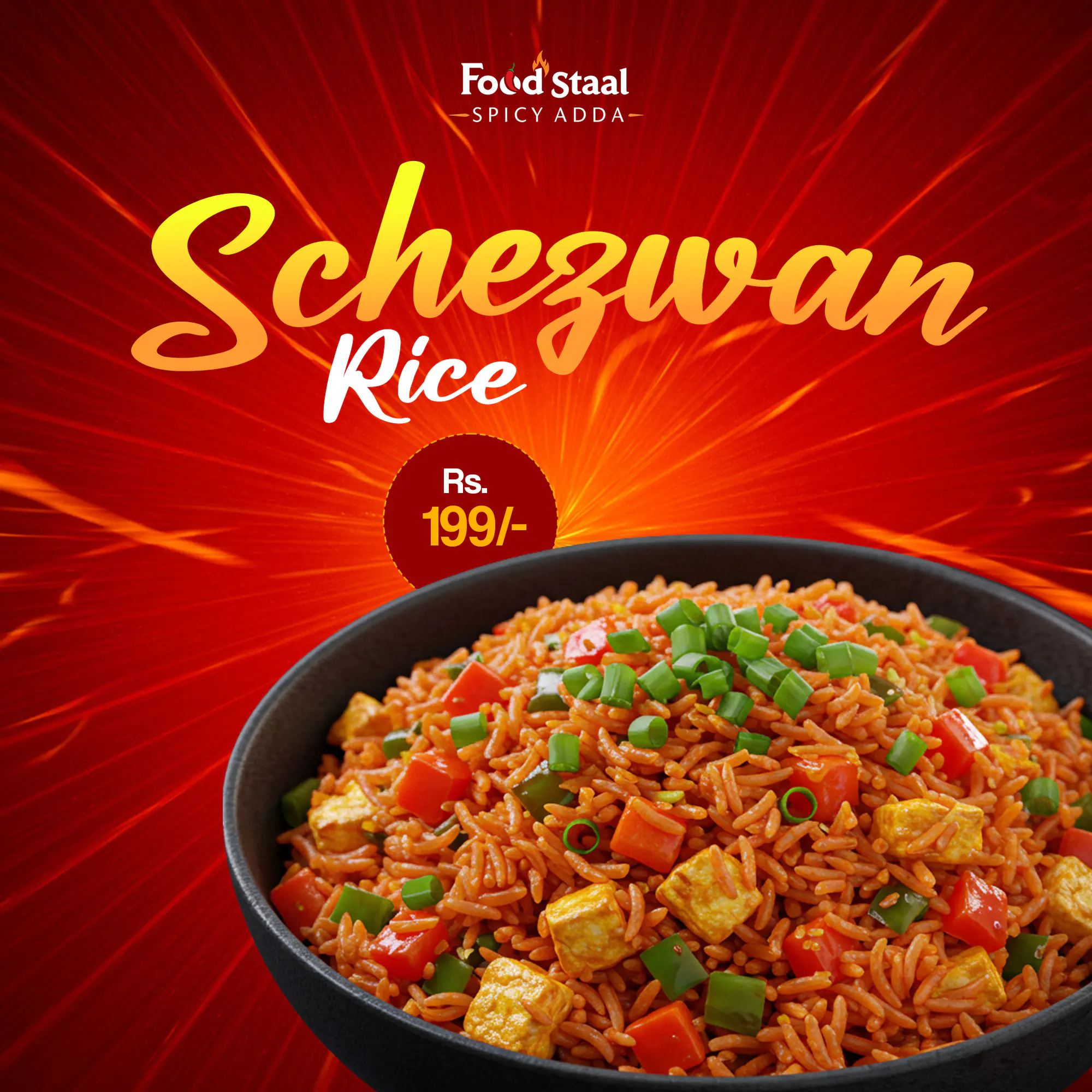 Spicy Schezwan Rice Ad Template