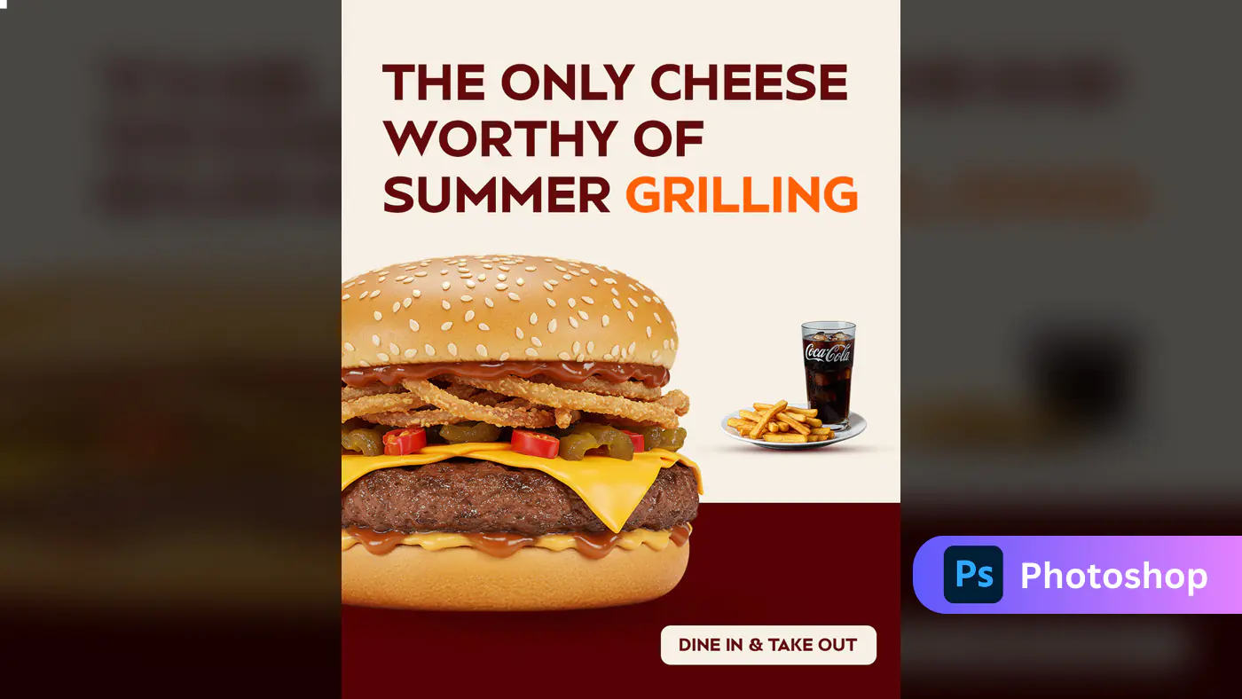 Enhanced Summer Grilling Burger Ad Template