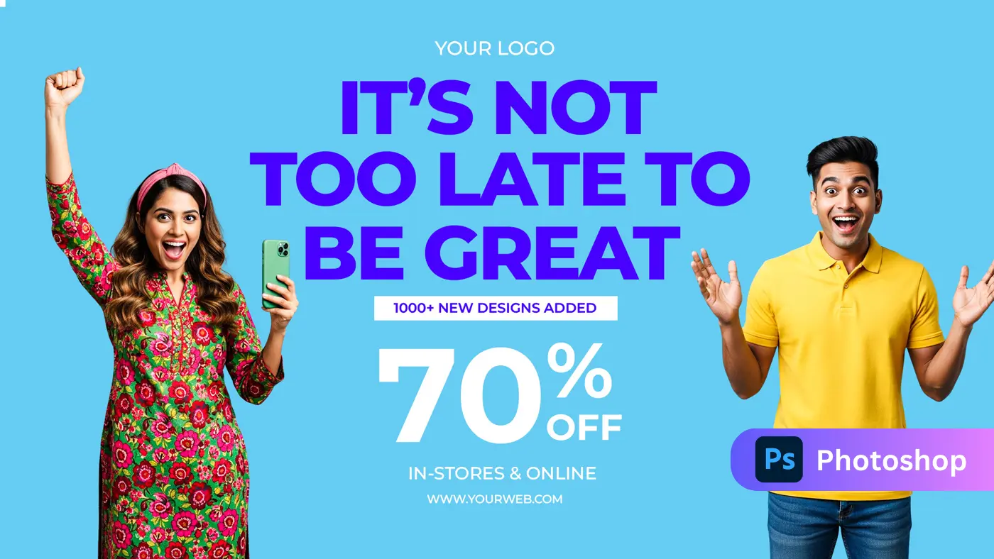 Vibrant Fashion Mega Sale Ad Template