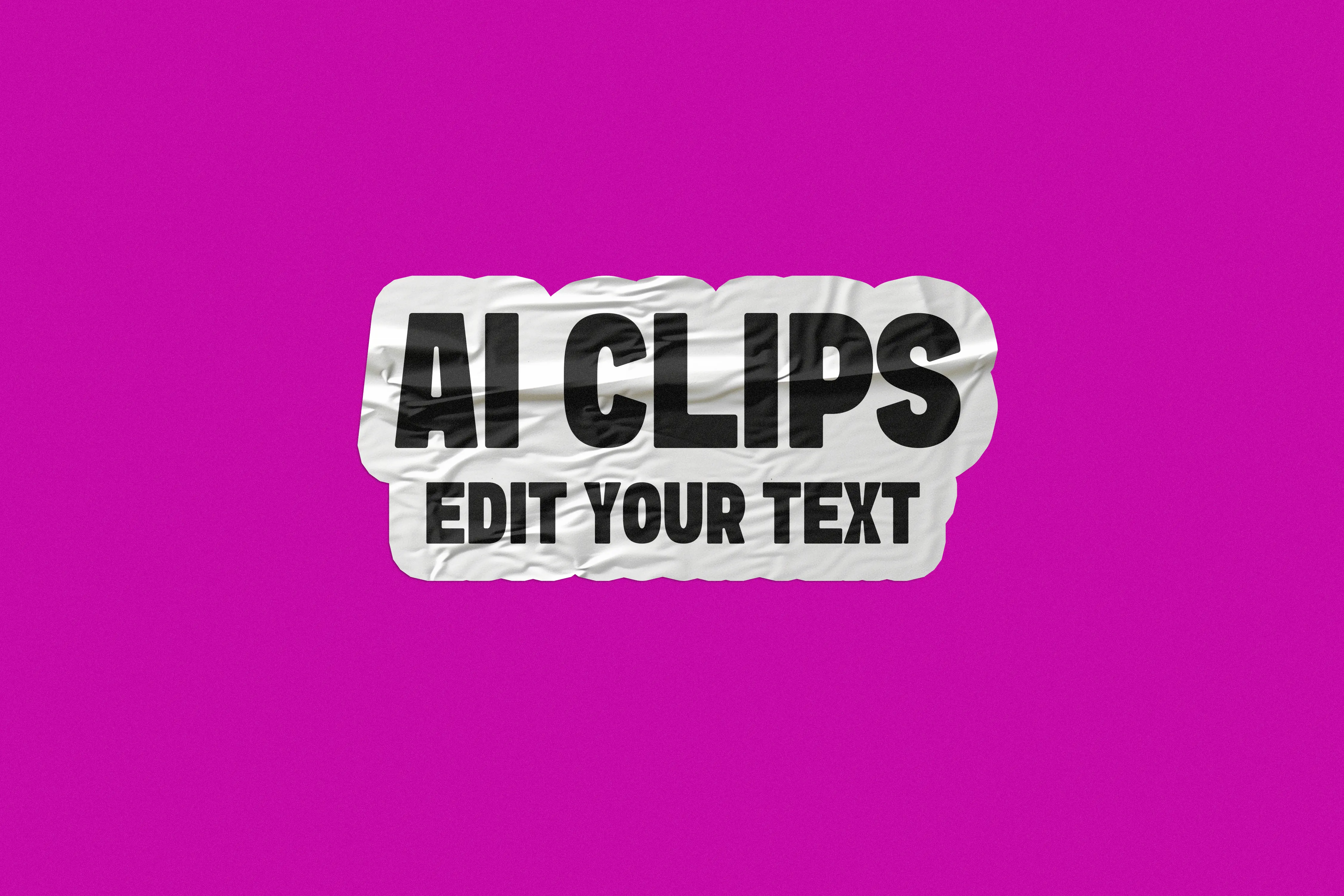 Crumpled Sticker Text Mockup