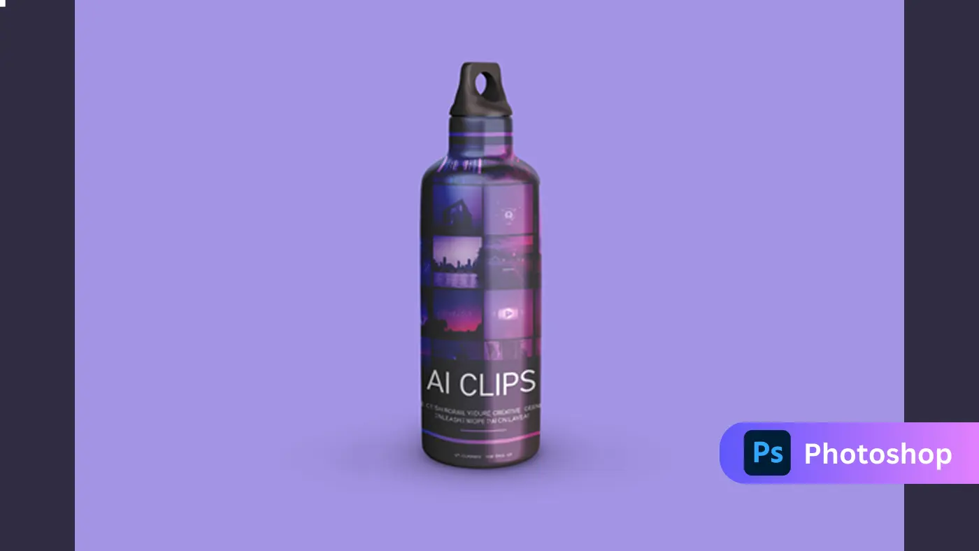 Water Bottle Mockup with Futuristic Theme
