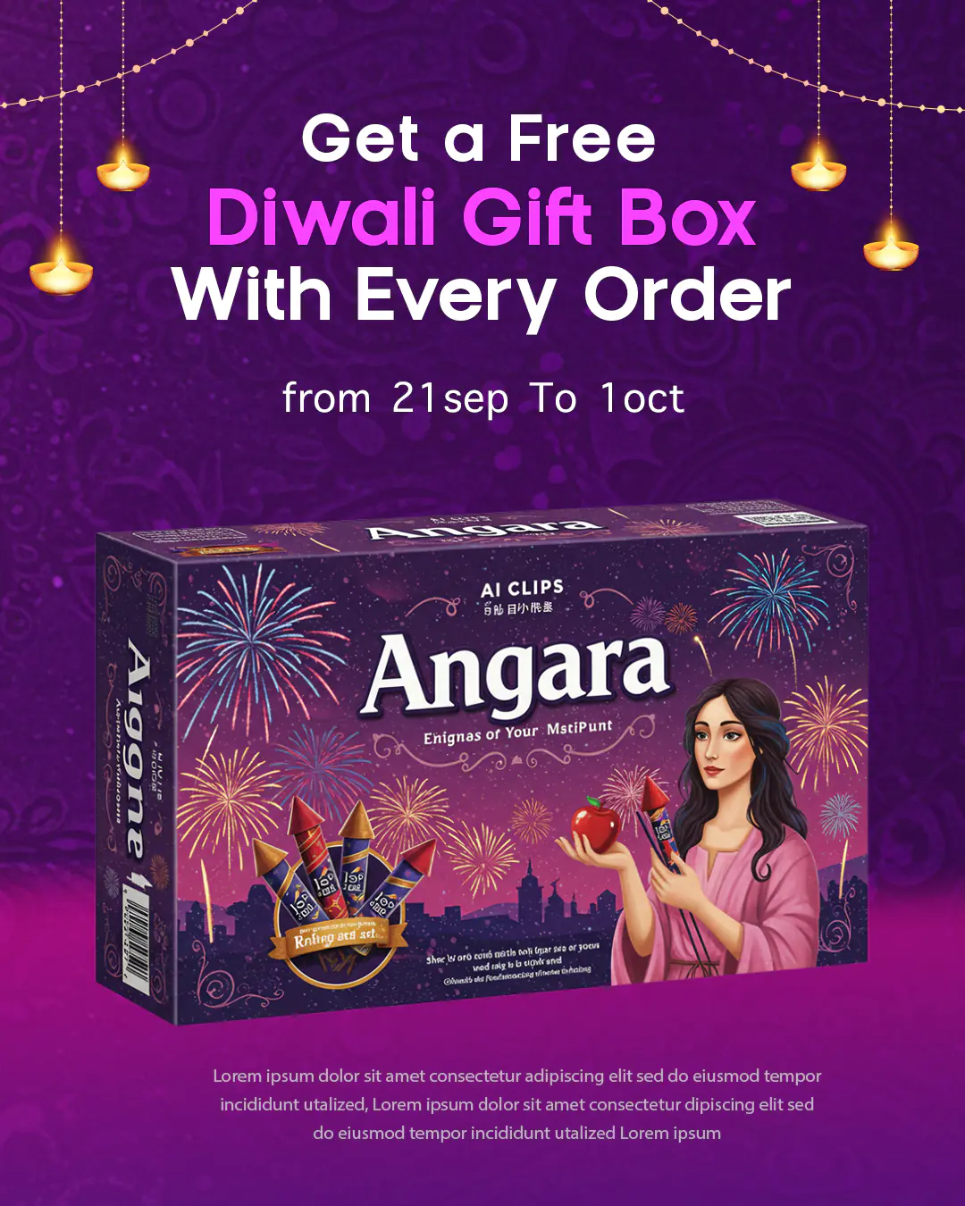 Diwali Offers Gift Box PSD Template
