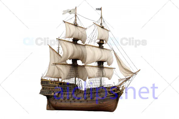 3D Model of a Historic Pirate Ship with Billowing Sails