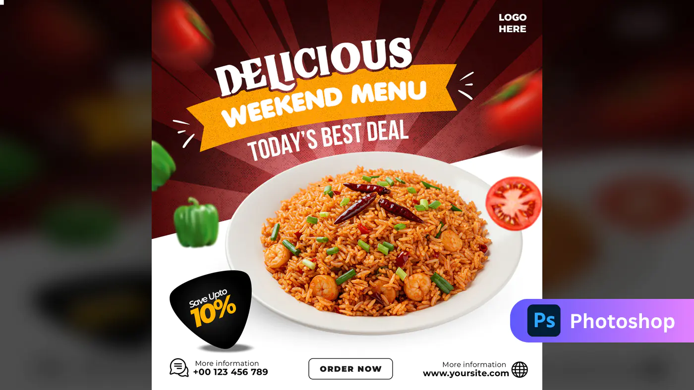 Spicy Prawn Fried Rice Promo Template