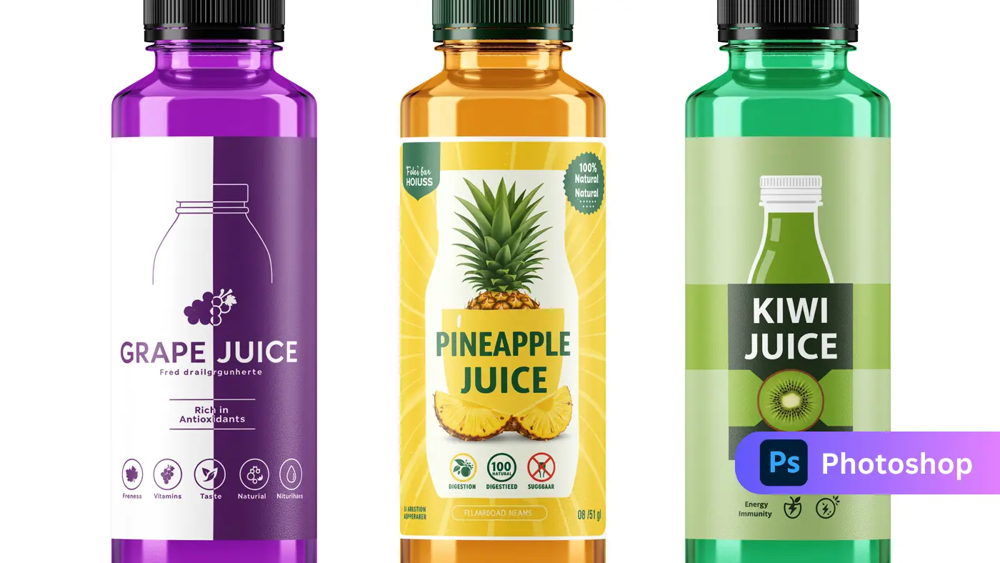 Organic Fruit Drink Bottle Design Template