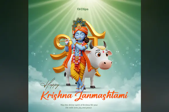 Enhanced Krishna Janmashtami Celebration Artwork