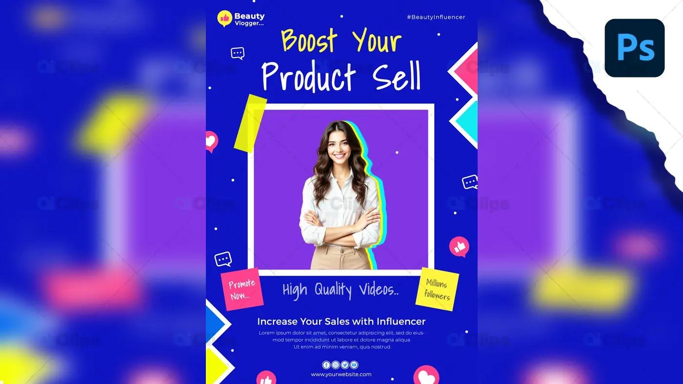 Influencer Marketing Product Promotion PSD Template