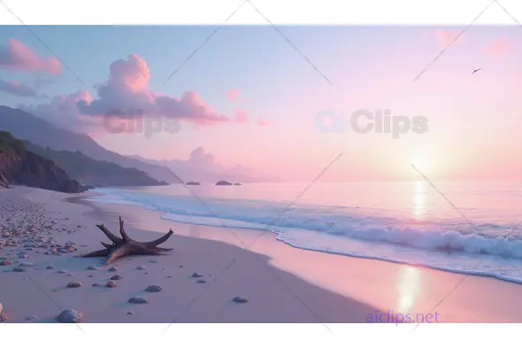 Tranquil Sunset Over a Rocky Beach
