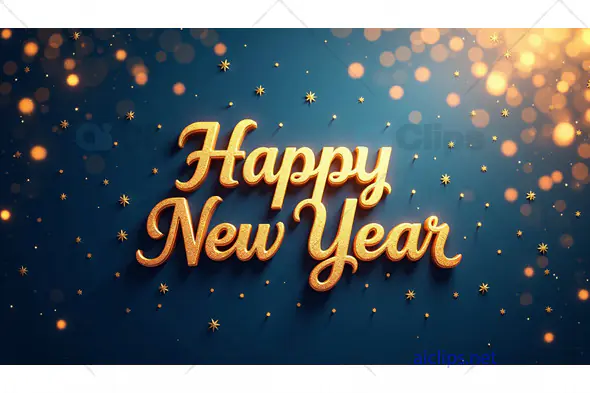 Elegant Happy New Year Gold Text Design