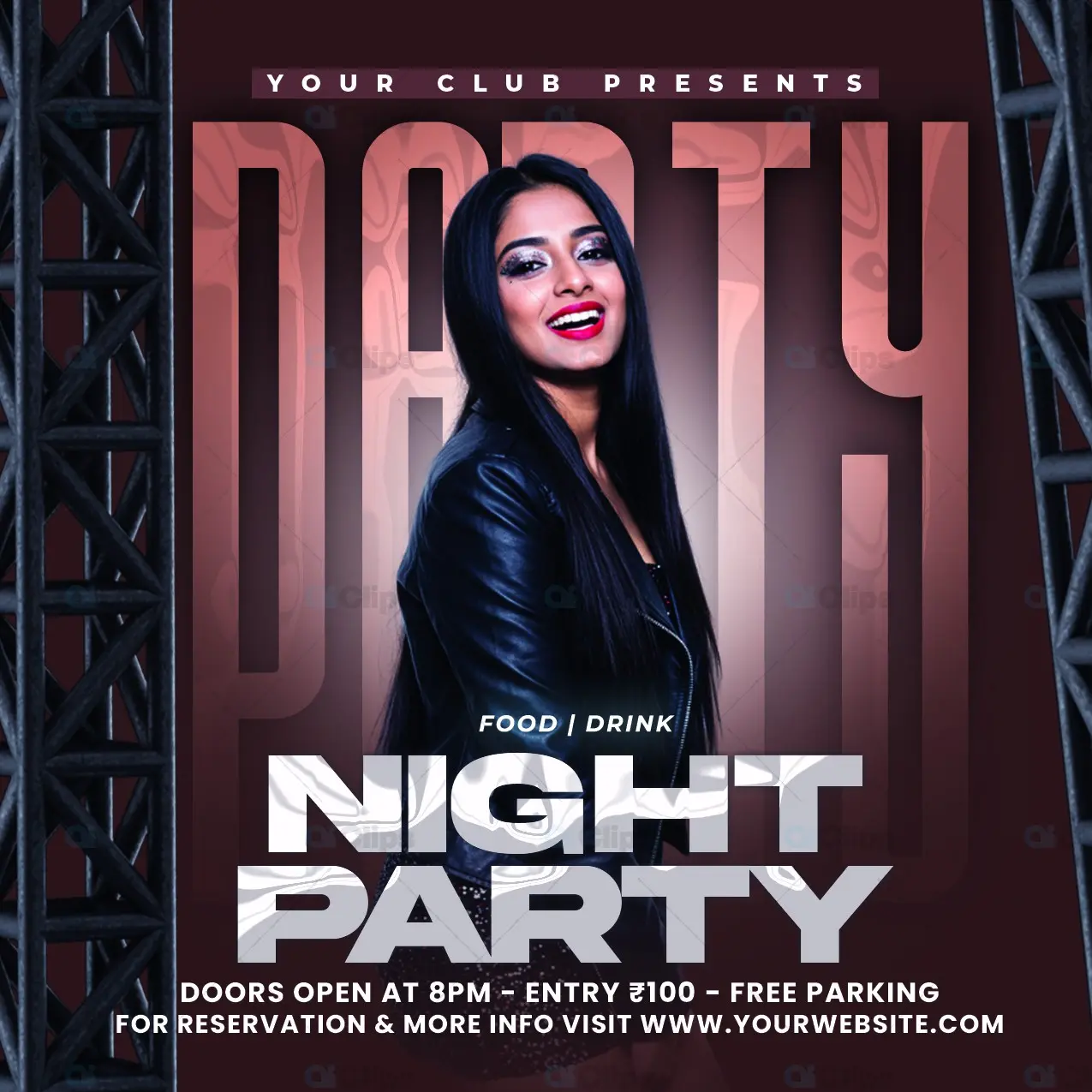 Nightclub Party Promotional Template with Gradient Background