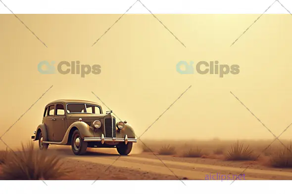 Vintage Car on a Desert Road