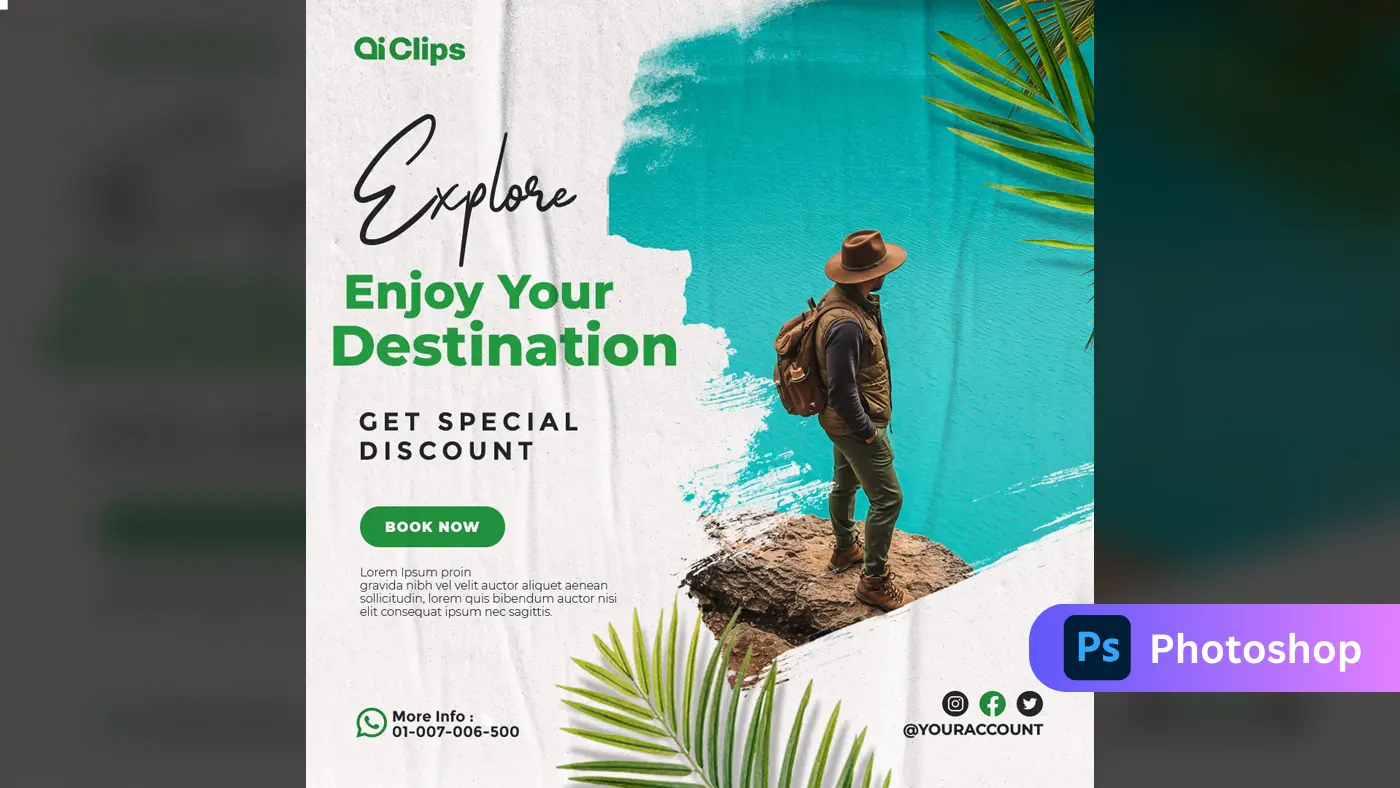 Stylish Travel Promotion Photoshop Template for Creatives