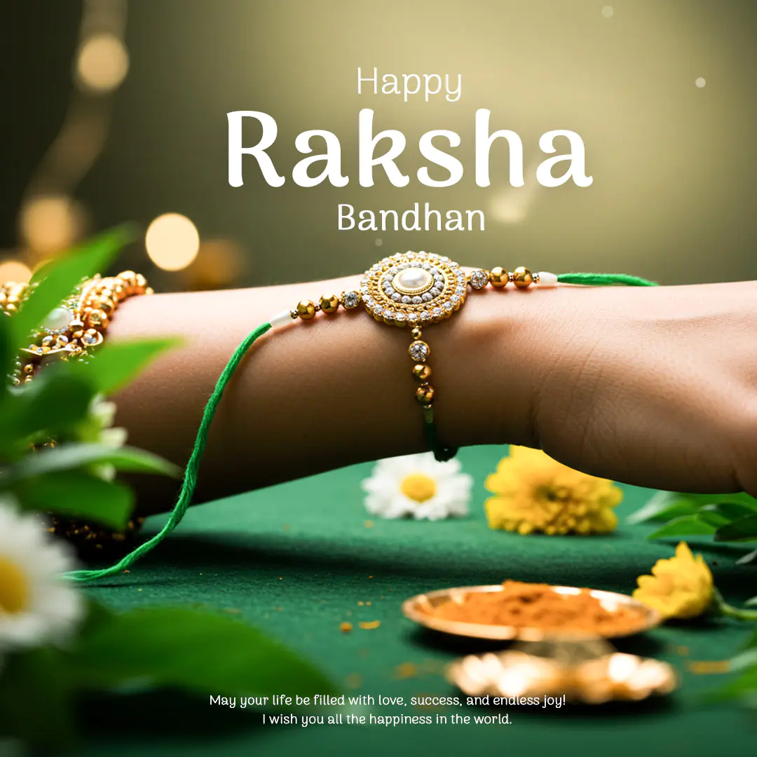 Beautiful Rakhi Design with Green and Gold Accents