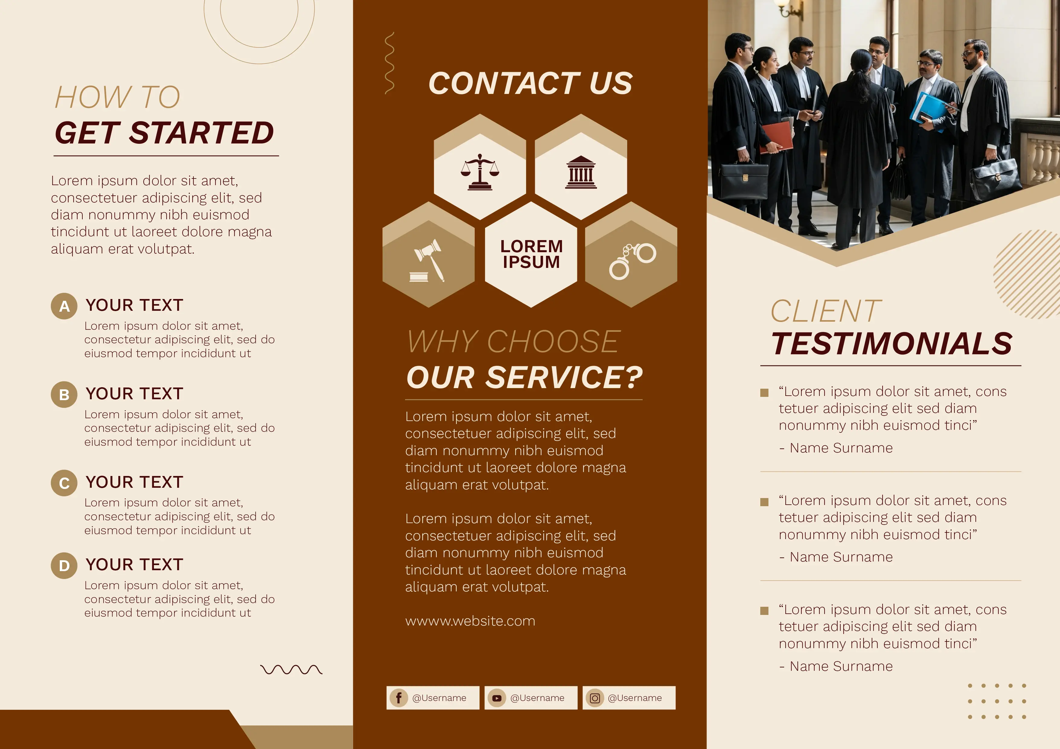 Premium Legal Services Bifold Brochure Template