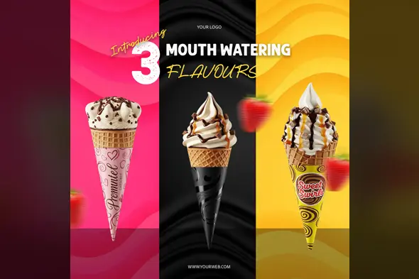 Delicious Ice Cream Cones Promo Template