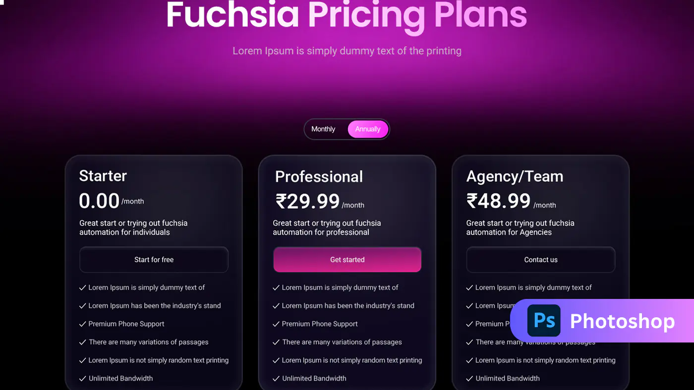 Fuchsia Pricing Table Template