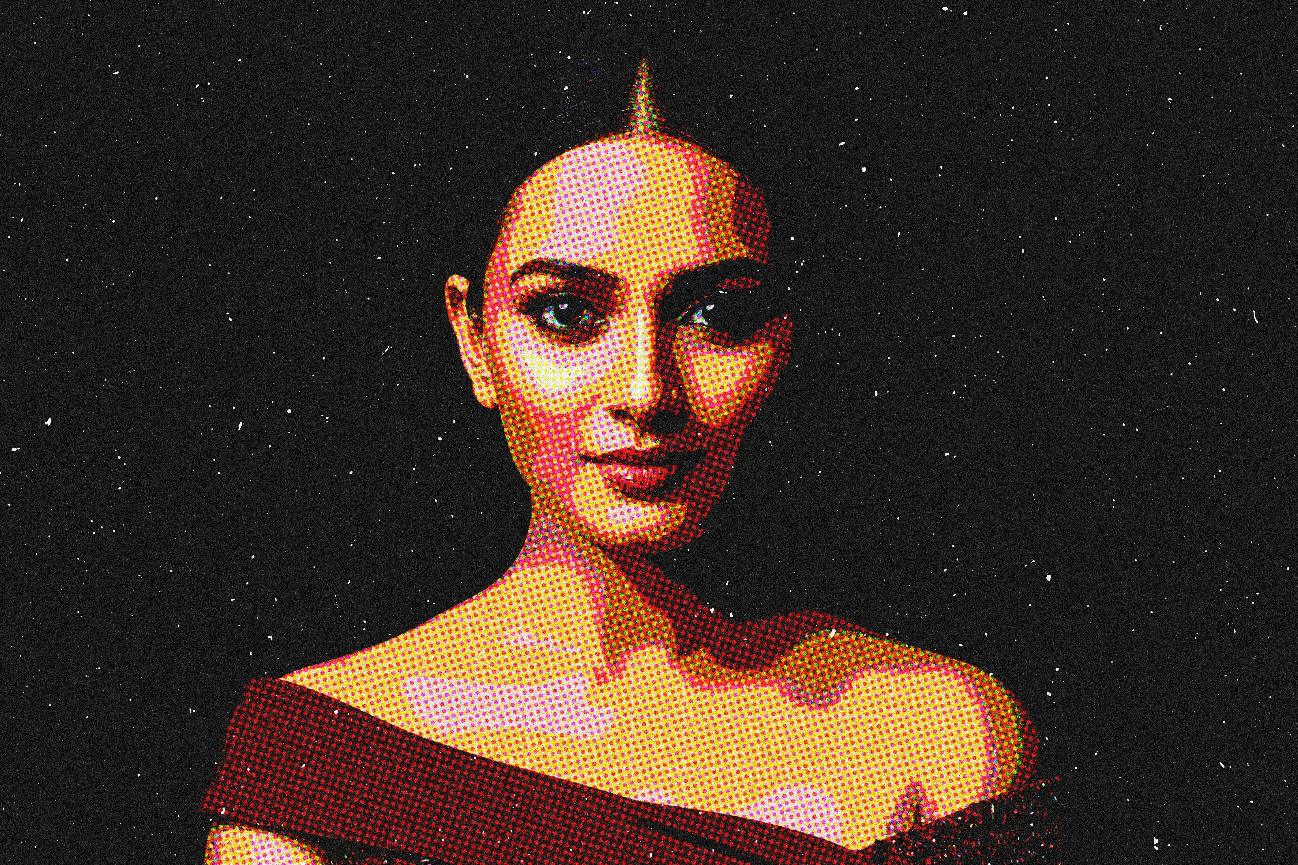 Halftone Comic Effect  Woman Portrait