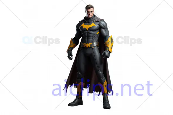 Tactical 3D Superhero Character Model with Black and Yellow Armor