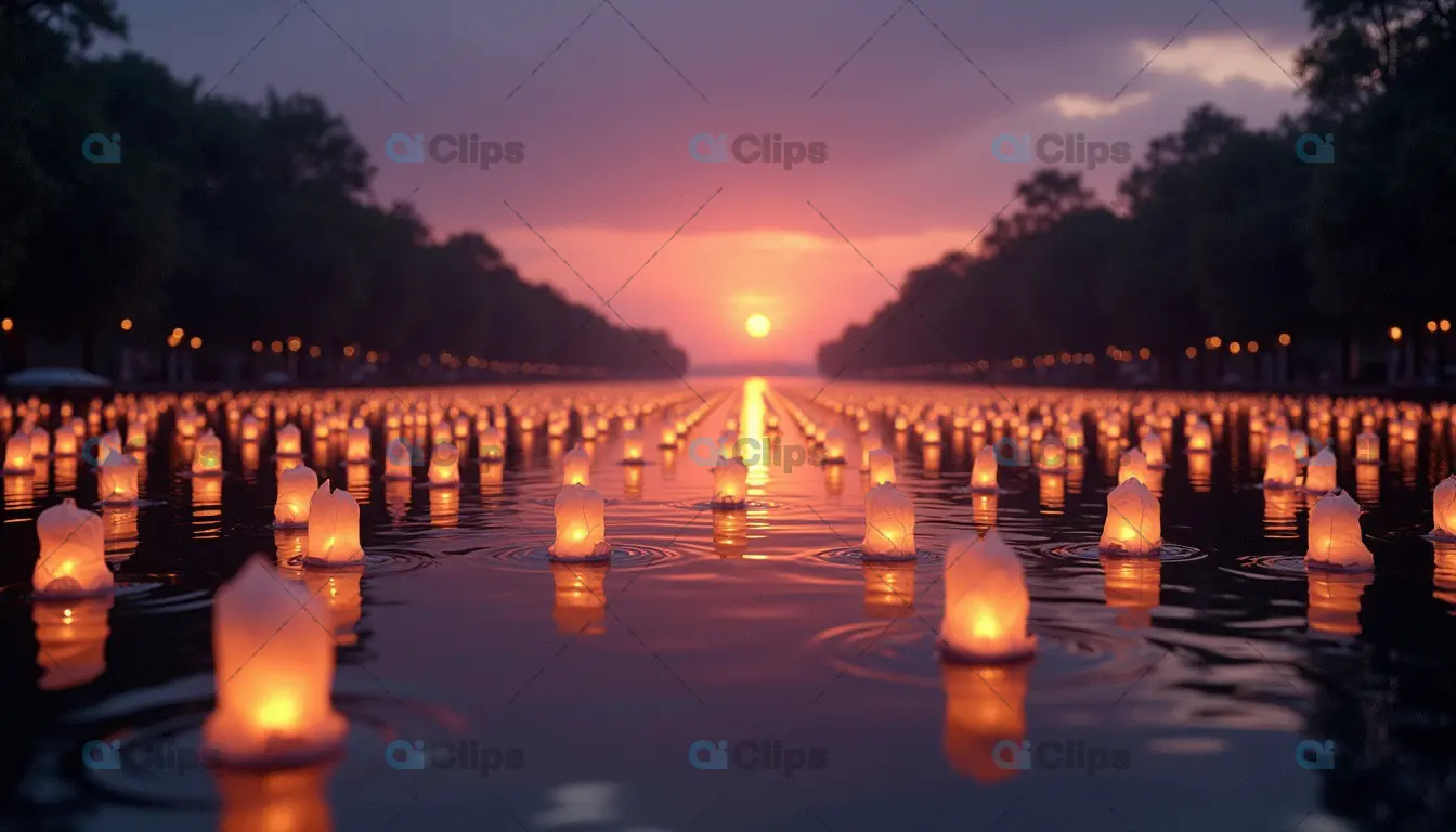 Glowing Floating Lanterns at Twilight