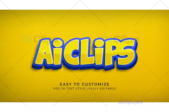 Bold 3D Yellow and Blue Text Effect PSD
