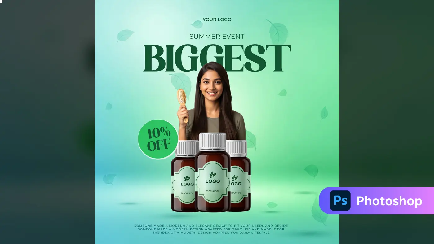 Natural Hair Oil Product Ad Template