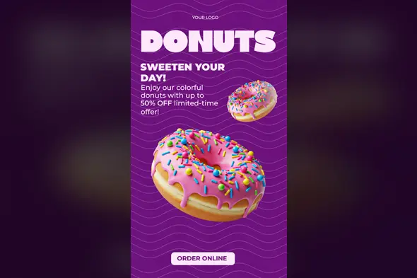 Vibrant Donut Sale Social Media Story Template