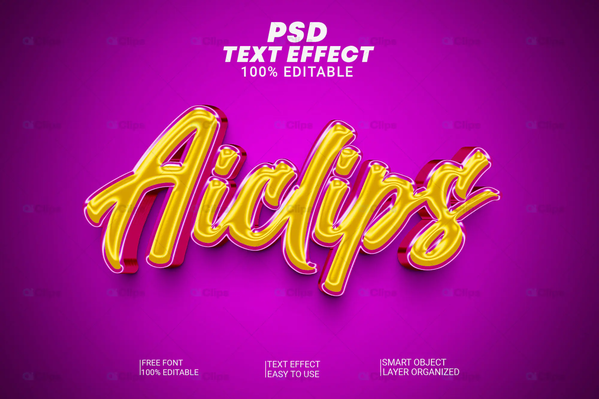 Golden Neon Text Effect PSD