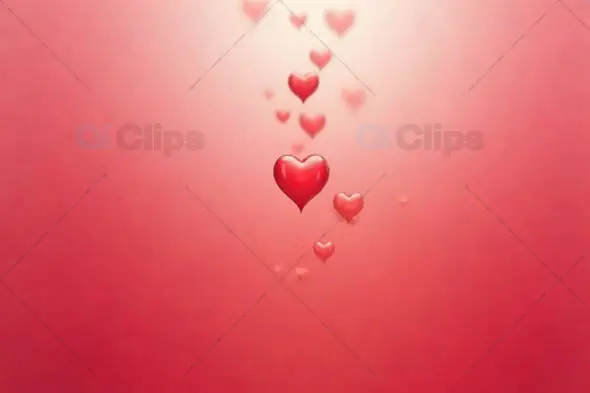 Floating Red Heart Balloons on Soft Red Gradient Background