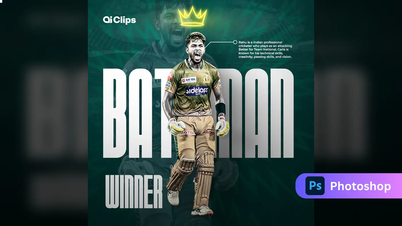 Cricket Player Victory Celebration Sports Template Design