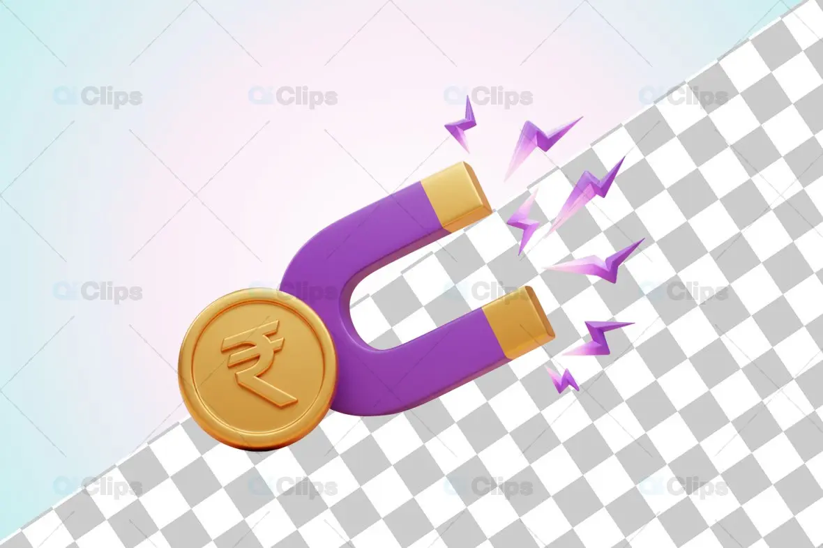 3D Rupee Magnet Illustration for Financial Concepts