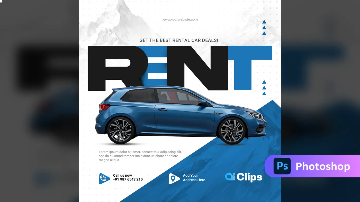 Dynamic Rental Car Photoshop Template for Creative Design