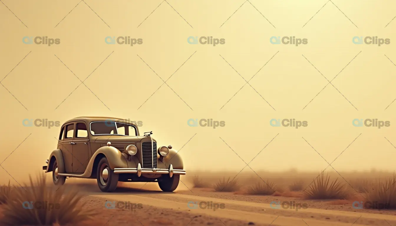 Vintage Car on a Desert Road