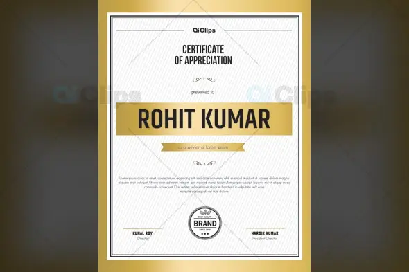 Modern Gold Certificate of Appreciation Template