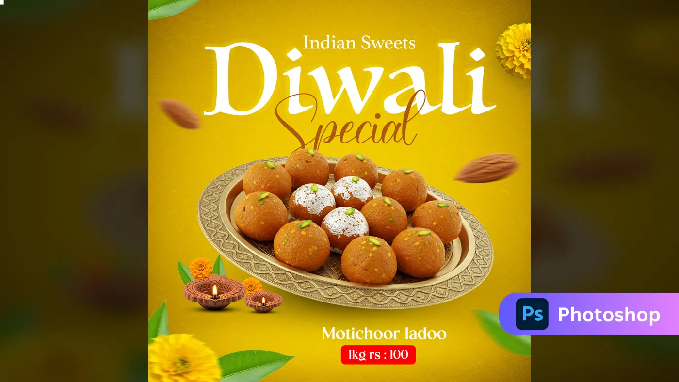 Diwali Special Motichoor Ladoo Sale Template